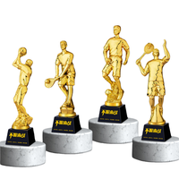 Grands Trophées Sportifs en Résine Pas Cher Personnalisé Or Football Basketball Cricket Badminton Awards Drôle Médaille Vente
