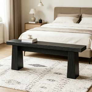 Panca Elegante in Legno Massello per Camera da Letto, Comoda e Minimalista in Stile Scandinavo, Arredo d'Accento per Hotel o Soggiorno - Product Image 5