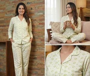 ชุดนอนผ้าฝ้ายทอมือพิมพ์ลายบล็อกสำหรับฤดูร้อน เนื้อผ้านุ่มสบาย ขายส่งจำนวนมากจากอินเดีย - Product Image 4