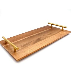 Plateau rectangulaire en bois de qualité supérieure avec finition lisse, plateau de service multifonctionnel pour la cuisine, pour aliments, boissons, fruits, collations et plus encore - Product Image 4