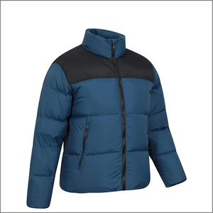 Blouson d'hiver unisexe color block en polyester épais avec col montant et fermeture éclair, confortable, style streetwear, logo avant et arrière - Product Image 4