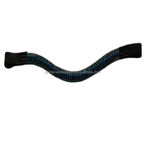 3 rangées de perles d'eau décoratives personnalisées, chaîne en métal bling strass noir en cuir véritable, bandeau de sourcils de cheval toutes tailles - Product Image 1