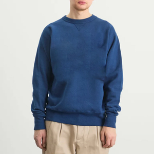 <b>Mens</b> <b>Navy</b> Blue Crew Neck Sweatshirt Solid Color Long Sleeve Cotton <b>Fleece</b> Pullover Regular Fit Casual Autumn Winter Streetwear - Product Image 3