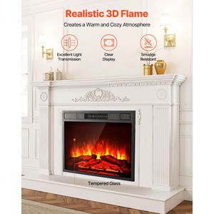 Caminetto Elettrico Moderno da Incasso a Parete da 23 Pollici, 3 Livelli di Luminosità Regolabili, Timer 24h, Telecomando, Materiale in Vetro - Product Image 3