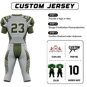 Ensemble d'uniformes de football américain personnalisés en polyester, col en V, manches courtes, tissu respirant, pantalon ajusté, adulte - Product Image 3