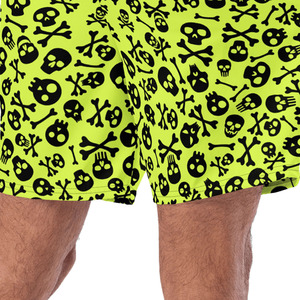 2026 <b>Men's</b> Neon <b>Green</b> Skull Print <b>Shorts</b> Black Graphic Pattern Casual Streetwear Summer <b>Shorts</b> - Product Image 4