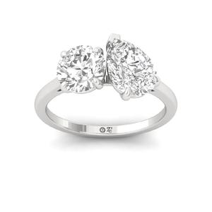 Round and Pear Cut CVD Lab Grown Diamond Luxury Wedding Engagement <b>Ring</b> in 10K Gold Plated for Women - Product Image 3