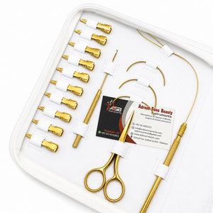 Kit d'outils pour extensions capillaires micro-anneaux plaqué or en acier inoxydable avec étui à fermeture éclair, pinces, ciseaux et outil à boucles - Product Image 3