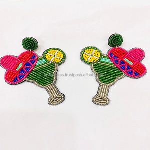 ต่างหูหยดน้ำสไตล์โบฮีเมียนสำหรับผู้หญิงเครื่องประดับแก้วลูกปัดแตงโมและเมล็ดพันธุ์ดีไซน์ทันสมัย - Product Image 4