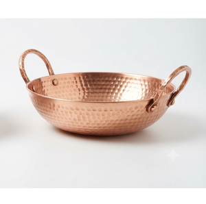 Minimalist Antique Copper Hammered Kadahi With Brass Handle For Home Kitchen Cookware <b>Pot</b> Stovetop <b>Cooking</b> Kadahi - Product Image 3