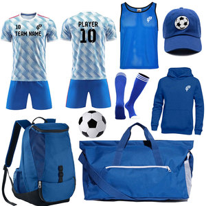 Tenues de football respirantes de haute qualité, dernier design, avec maillot, short, chaussettes, casquette et sac pour les équipes masculines. - Product Image 1