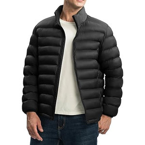 Custom Mens Lightweight Puffer Jacket Water Resistant <b>Quilted</b> Coat Detachable Hood Travel Hiking Skiing OEM Branding - Product Image 2