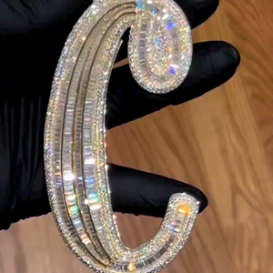 Pendentif Lettre C Iced Out Plaqué Or 18K Moissanite Acier Inoxydable Breloque Hip Hop Bijou Unisexe Cadeau Certifié IGI - Product Image 2