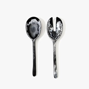 Epoxy Resin Salad Servers Set Black Speckled Finish Kitchenware Tableware Food <b>Serving</b> Salad Server Tools At Best Price - Product Image 5
