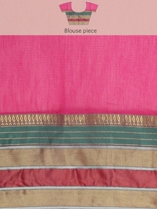 Sari de Otoño Reversible KV para Mujer, con Bordado y Diseño Propio, Tejido en Mezcla de Seda Kota Doria, Sin Arrugas (Rosa) - Product Image 6