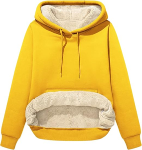 Sudadera con Capucha Unisex Extra Grande, de Color Sólido, Forrada de Felpa, Informal, de Invierno, Tejida, de Manga Larga, Negra - Product Image 2