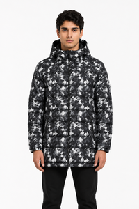 Livster men longline puffer jacket winter hooded padded jacket <b>camouflage</b> print winter coat men insulated hooded parka stylish - Product Image 1