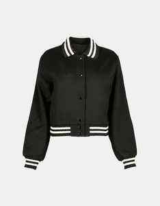 Veste universitaire Human Made noire, col rabattu, fermeture boutonnée, coupe classique, style preppy, longueur courte, écologique - Product Image 1