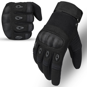 Guantes de Motocicleta de Cuero Negro, Guantes Unisex para Motocicleta con Dedos Completos y Correa de Muñeca Ajustable para Todas las Estaciones - Product Image 1