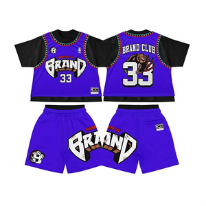 Ensemble de maillot de basket-ball orange pour homme avec numéro 33 et logo d'ours, vêtements de sport en polyester respirant pour l'été - Product Image 6