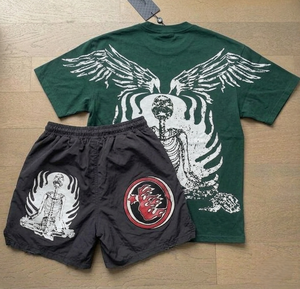 Custom Plus Size Heavyweight Cropped Oversized Two Piece Set Cotton Sports Wear T-shirt and Short Set Men's Sets - Product Image 2