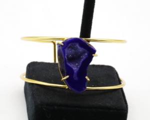 Bracelets ajustables en pierre Druzy naturelle avec argent allemand |   Bracelet manchette artisanal en pierre gemme Druzy |   Bijoux de mode pour femmes - Product Image 4