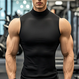Débardeur de compression pour homme, col rond, élastique, respirant, séchage rapide, pour la course, la gym et le fitness - Product Image 1