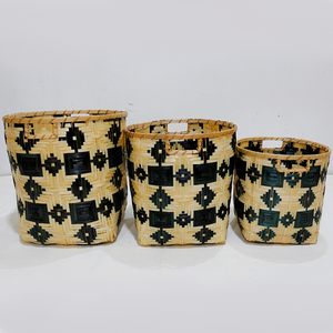 Juego de 3 Cestas Organizadoras de Ropa Tejidas de Bambú, Personalizadas con Asas, Diseño Moderno para Almacenamiento de Herramientas - Product Image 3
