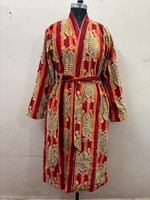 Vente en gros fabricant : Veste kimono courte en velours de coton, style cardigan, pour soirée, avec dentelle, lavable, imprimé oiseaux