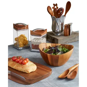 Wooden <b>Bread</b> Board with Stainless Steel <b>Knife</b> Storage Slot Rectangle Serving Platter for Cheese Fruit and Snacks Minimalist - Product Image 6