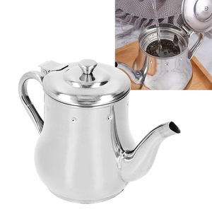 Théière en acier inoxydable de qualité supérieure avec couvercle et bec courbé, finition argentée polie, théière de service avec poignée ergonomique - Product Image 4