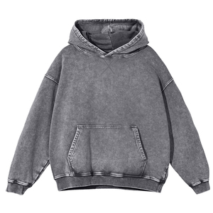 Sudadera con Capucha Oversize para Hombre, Lavado Ácido, Bordada, Estilo Urbano, Informal, para Gimnasio, de Algodón Pesado 100%, Invierno, Estampado Personalizado - Product Image 1
