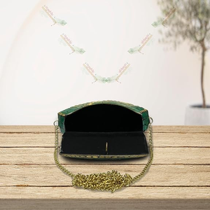 Mosaic for <b>Clutch</b> Bag Gold Chain Strap Mixed Colors Round <b>Silver</b>-Plated Handmade Promotional Metal Embroidery FAIZA CRAFT - Product Image 4
