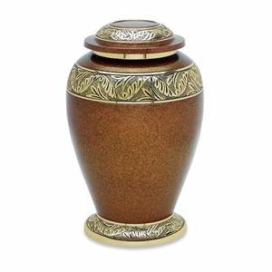 Elegant Brown Metal Cremation Urn - Decorative Brass Funeral Urns for Ashes Adult - <b>Large</b> Memorial Keepsake <b>Jar</b> - Factory Price - Product Image 1