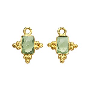 Abalorios de Amatista Verde de 5x3 MM con Engaste – Conectores de Cristal Rectangulares al por Mayor para Fabricación de Joyas - Product Image 1