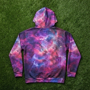 Sweat-shirt à capuche pour homme avec imprimé galaxie violet et poche kangourou, streetwear personnalisé - Product Image 6