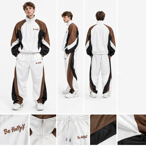Veste coupe-vent pour homme avec logo brodé personnalisé OEM, pantalon en nylon ample, style streetwear surdimensionné, ensemble survêtement imprimé pour homme - Product Image 5