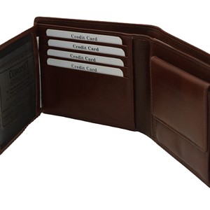 Men's Genuine Leather Slim Fold <b>Wallet</b> Brown Minimalist Short Daily Use - Product Image 3