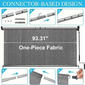 Tenda Parasole Avvolgibile Senza Fili per Esterni con Protezione UV, Design per Patio, Gazebo, Portico, Balcone e Terrazza - Product Image 3