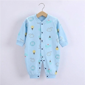 Mameluco de Bebé con Estampado de Dibujos Animados Blanco, de Algodón Suave, Manga Larga, con Botones a Presión en la Parte Delantera, sin Pies, Ropa de Dormir para Recién Nacidos - Product Image 2