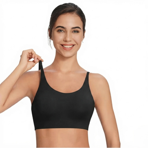 เสื้อชั้นในกีฬาเอเวอร์โกลว์ พลัสไซส์ แบบซัพพอร์ตสูง ผ้าริบ สำหรับผู้หญิง สายไขว้หลัง ไร้ตะเข็บ เหมาะสำหรับโยคะ ฟิตเนส ครอปท็อป กันกระแทก ไร้โครง - Product Image 4