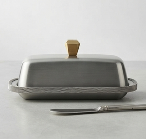 Beurrier en acier inoxydable rectangulaire avec couvercle hermétique pour la conservation de la fraîcheur, vaisselle de cuisine au design minimaliste - Product Image 4
