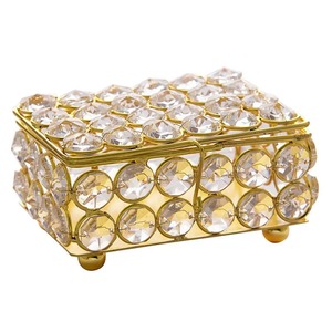 Premium <b>Crystal</b> stones Jewelry Organizer <b>with</b> Metal Frame Decorative Storage Box - Product Image 1