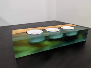 Gran oferta, portavelas hecho a mano de diseño único de madera de resina epoxi o soporte de luz de té de resina y madera, decoración del hogar hecha en India FWE - Product Image 6