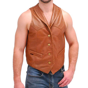 เสื้อกั๊กหนังผู้ชายขายดี บริการ OEM ขายส่ง เสื้อกั๊กหนังแฟชั่นใหม่ เสื้อกั๊กหนังกันลม ระบายอากาศได้ดี - Product Image 4