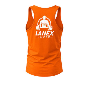 Custom Men's <b>Orange</b> Gym Tank <b>Top</b> Sleeveless Fitness <b>Vest</b> Bodybuilding Workout Shirt Quick Dry Training Athletic Sportswear - Product Image 3