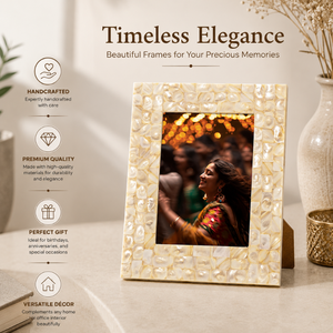 Luxury <b>White</b> Mother of Pearl Photo <b>Frame</b> Handmade Mosaic Shell Picture <b>Frame</b> Decorative Tabletop & Wall Display for Home Office - Product Image 5