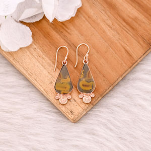 Pendientes de moda al por mayor con gemas de jaspe frutal, chapados en oro rosa, hechos a mano, joyería de diseño, regalo para ella - Product Image 2