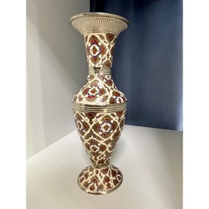 Vase en métal traditionnel fait main, best-seller, motif floral vintage incrusté, vase décoratif pour le sol - Product Image 3