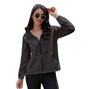 Hooded Windbreaker Jacket Zipper Closure Casual Winter Knitted Quick Dry Nylon Outerwear Unisex Loose Fit - Product Image 1